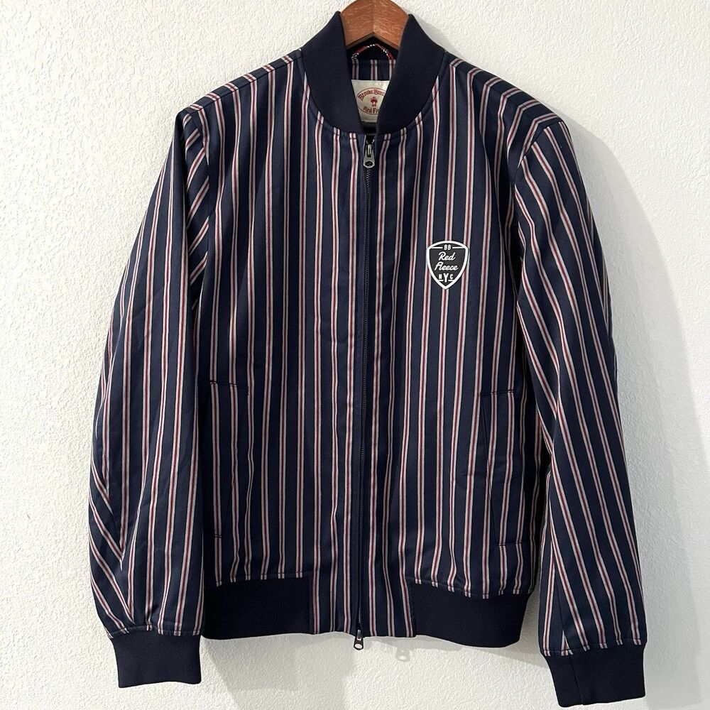 Brooks Brothers Red Fleece NYC Striped Bomber Jacket Size S
